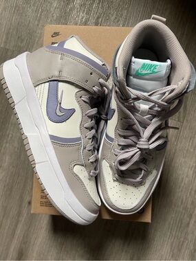 Nike Mid/Low-Top Sneakers in Cream, Light Gray and Lavender